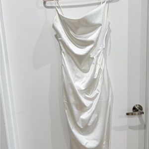 Elegant White Draped Dress